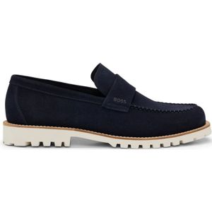 Boss, Schoenen, Heren, Zwart, 44 EU, Suède, Heren Suède Loafers