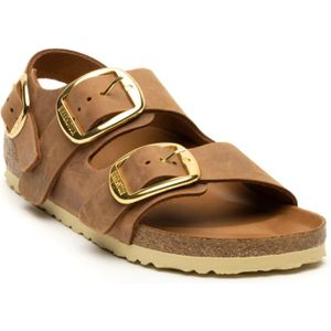 Birkenstock, Schoenen, Dames, Bruin, 37 EU, Milano Big Buckle Sandalen