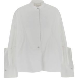 Jil Sander, Katoenen overhemd met lange mouwen Wit, Dames, Maat:S