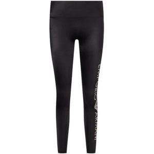 Emporio Armani, Broeken, Dames, Zwart, L, Zwarte Leggings met Maxi Logo Belettering