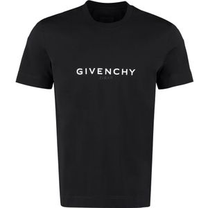Givenchy, Tops, Heren, Zwart, L, Katoen, Geribbelde Crew-Neck Katoenen T-Shirt