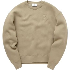 Ami Paris, Sweatshirts & Hoodies, Heren, Beige, M, Katoen, Hart Sweatshirt