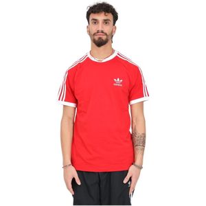 Adidas Originals, Klassieke 3 Strepen T-shirt Rood, Heren, Maat:L