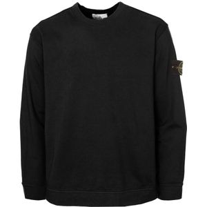 Stone Island, Sweatshirts & Hoodies, Heren, Zwart, L, Katoen, Lichtgewicht Sweatshirt met Ronde Hals