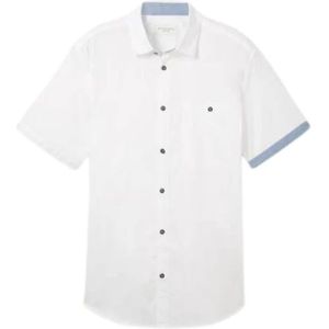 Tom Tailor, Overhemden, Heren, Wit, 2Xl, Gewassen Oxford Overhemd Wit
