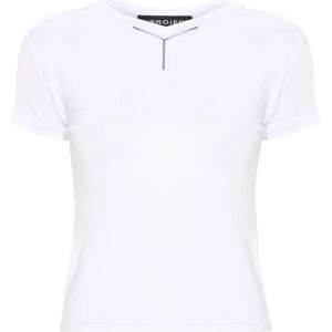 Y/Project, Tops, Dames, Wit, M, Logo T-shirt voor modebewuste vrouwen