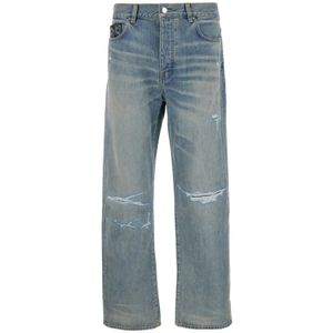 Amiri, Jeans, Heren, Blauw, W34, Katoen, Blauwe Bandana Repair Straight Jeans