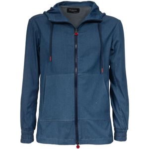 Kiton, Jassen, Heren, Blauw, S, Katoen, Hoodie van katoen