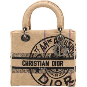 Dior Vintage, Pre-owned, Dames, Beige, ONE Size, Jute, Tweedehands Canvas handtassen