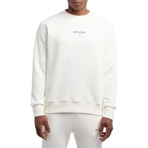 Carlo Colucci, Sweatshirts & Hoodies, Heren, Beige, XL, Katoen, Basis Sweater Heren - Wit