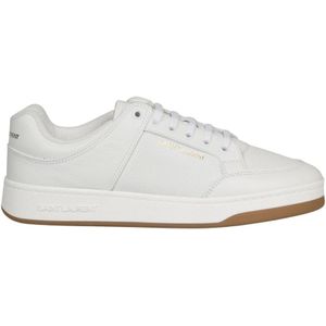 Saint Laurent, Schoenen, Heren, Wit, 39 1/2 EU, Leer, Laag Model Sneakers van Geperforeerd Leer