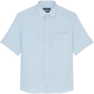 Marc O'Polo, Overhemden, Heren, Blauw, XL, Linnen, Gewoon kortemouwenshirt