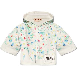 Marni, Geknipte hoodie Wit, Dames, Maat:XS