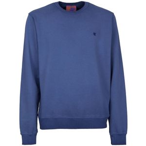 Gallo, Sweatshirts & Hoodies, unisex, Blauw, L, Katoen, Blauwe Crew-Neck Sweatshirt met Haan Borduursel