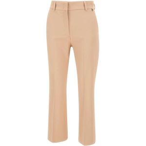 Liu Jo, Broeken, Dames, Beige, XL, Kameel Stretch Stof Cropped Broek