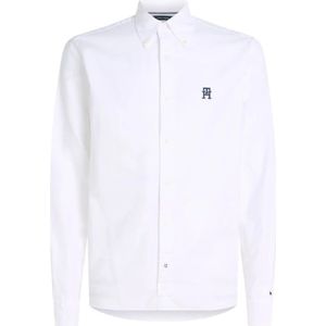 Tommy Hilfiger, Overhemden, Heren, Wit, S, Katoen, Heren Logo Geborduurd Overhemd