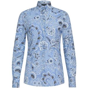 Etro, Blouses & Shirts, Dames, Blauw, S, Slim Paisley Print Overhemd