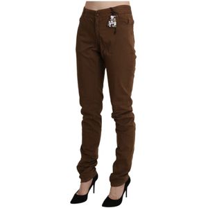 Ermanno Scervino, Broeken, Dames, Bruin, M, Katoen, Hoge taille magere broek