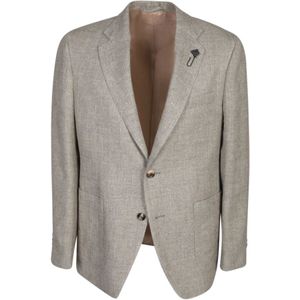 Lardini, Jassen, Heren, Groen, S, Wol, Groene Linnen Wol Blazer