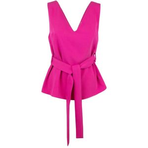 P.a.r.o.s.h., Tops, Dames, Roze, M, Polyester, Mouwloze top met V-hals