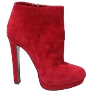 Alexander McQueen Pre-owned, Pre-owned, Dames, Rood, 37 EU, Suède, Pre-owned Leather boots