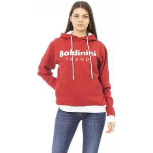 Baldinini, Sweatshirts & Hoodies, Dames, Rood, L, Katoen, Chic Rode Katoenen Hoodie met Logo