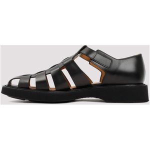 Church's, Schoenen, Heren, Zwart, 41 EU, Leer, Zwarte Leren Sandalen Lichtgewicht Sleehak