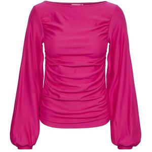 Gestuz, Blouses & Shirts, Dames, Roze, S, Elegante Gedrapeerde Blouse met Lange Mouwen