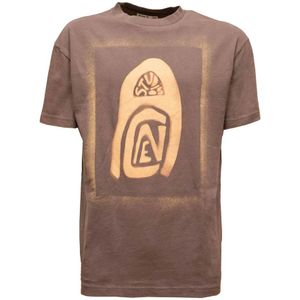 Acne Studios, Tops, Heren, Bruin, S, Carbon Print T-shirt