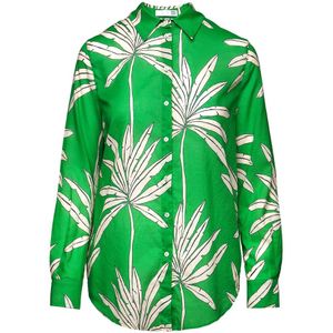 Douuod Woman, Blouses & Shirts, Dames, Veelkleurig, L, Katoen, Palm Print Lange Mouwen Shirt