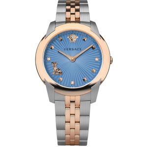 Versace, Audrey Roestvrijstalen Horloge Lichtblauw Grijs, Dames, Maat:ONE Size