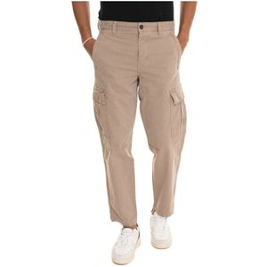 Boss, Broeken, Heren, Beige, W34, Katoen, Cargo broek met grote zijzak