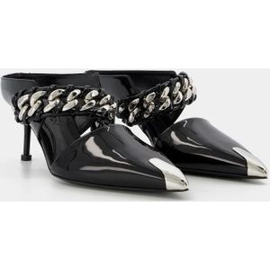 Alexander McQueen, Schoenen, Dames, Zwart, 36 EU, Leer, Heeled Mules