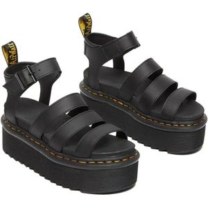 Dr. Martens, Schoenen, Dames, Zwart, 39 EU, Leer, Zwarte Leren Plateau Sandalen Blairequad