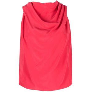 Lanvin, Tops, Dames, Rood, M, Luxe Roze Zijden Mouwloze Top