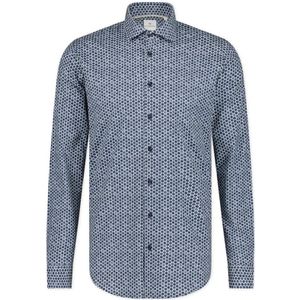 Blue Industry, Overhemden, Heren, Blauw, 5Xl, Katoen, Blauw Geprint Katoenen Overhemd, Slim Fit