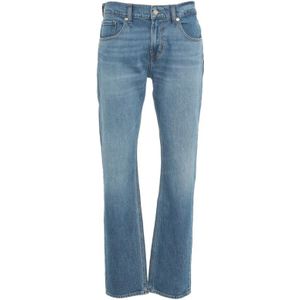 7 For All Mankind, Jeans, Heren, Blauw, W33, Katoen, Blauwe Jeans The Straight Underline