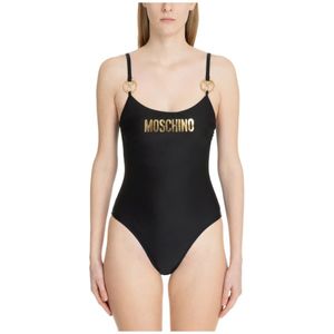 Moschino, Badkleding, Dames, Zwart, M, Double Question Mark Swimsuit