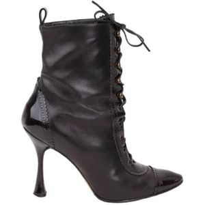Manolo Blahnik Pre-owned, Pre-owned, Dames, Zwart, 39 EU, Leer, Pre-owned Leather boots