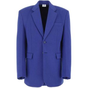 Vetements, Oversized Blauwe Katoenmix Blazer Jas Blauw, Heren, Maat:S