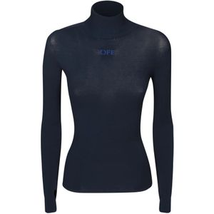 Off White, Truien, Dames, Blauw, M, Polyester, Blauwe Coltrui voor Dames Aw 23