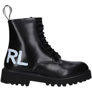 Karl Lagerfeld, Schoenen, Dames, Zwart, 38 EU, Leer, Trope borstel logo laarzen hi kl 45450i 000 schoenen