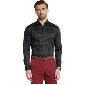 Hugo Boss, Overhemden, Heren, Zwart, L, Katoen, Zwarte Katoenen Slim Fit Overhemd