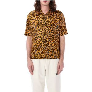 Palm Angels, Overhemden, Heren, Oranje, L, Katoen, Cheetah Bowling Shirt