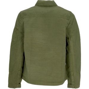 Alpha Industries, Jassen, Heren, Groen, S, Katoen, Kleur Blok Overshirt Jas Donker Olijf