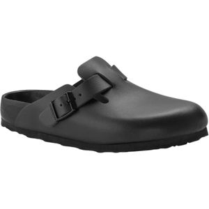 Birkenstock, Schoenen, Heren, Zwart, 38 EU, Monochrome Noir Leren Boston Sandalen