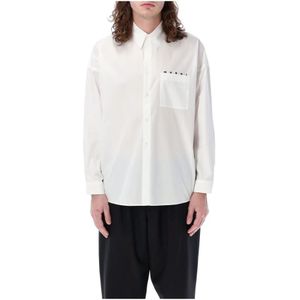 Marni, Overhemden, Heren, Wit, 2Xs, Katoen, Overhemd met verborgen logo