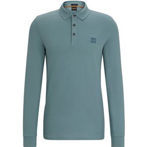 Hugo Boss, Heren Oranje Slim-Fit Polo met Lange Mouwen en Logo Patch Groen, Heren, Maat:S