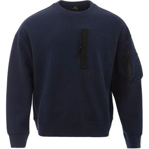 Armani Exchange, Sweatshirts & Hoodies, Heren, Blauw, M, Katoen, Blauwe Katoenen Trui Mannen Klassiek Ronde Hals