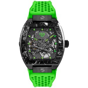 Philipp Plein, Skeleton Sport Master Neon Lime Horloge Groen, Heren, Maat:ONE Size